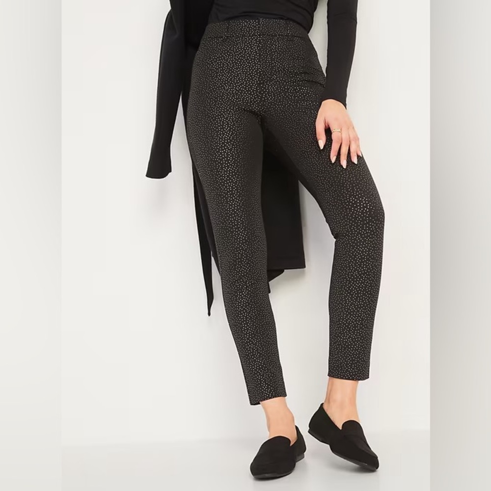 High-Waisted Pixie Foil-Dot Ankle Pants